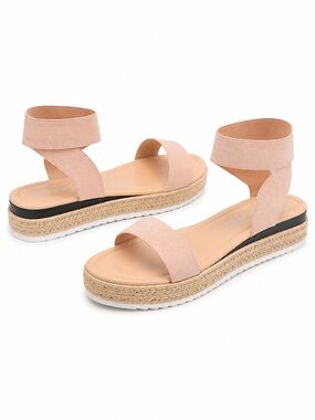 NWT Vepose Blush Nude Espadrille Platform Sandals 9.5